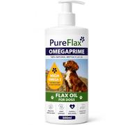 PureFlax Flaxseed Oil for Dogs Skin, Coat & Joints 500ml Pump | Natural linseed oil high in omega 3, 6 and 9; dog food topper for shine, mobility and digestive health