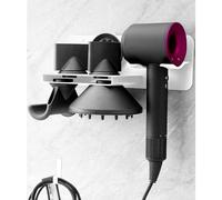 Puregad Hair Dryer Holder Wall Mount for Dyson Supersonic Airwrap Hair Dryer, Metal Blow Dryer Stand Attachments Storage for Bathroom and Salon, White