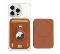 PureGear Mag AirTag Wallet, Magnetic Wallet with Protective AirTag Holder for iPhone 15/14/13/12 Series, MagSafe Compatible, Holds Up to 8 Cards, Slim Minimalist, Cognac