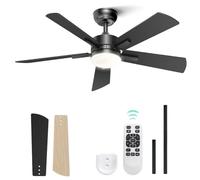 Pureglow 42'' Ceiling Fan with Light, Quiet 6-Speed DC Motor, 5 Reversible ABS Blades, 3-Color Dimmable LED, Memory & Timer, Reversible Airflow for Indoor Bedroom Living Room, Energy Class A