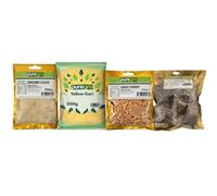 Puregro African Cooking Combo | Ground Egusi 100g, Dried Shrimp 80g, Stockfish Head 300g & Yellow Gari 500g | Traditional West African Ingredients | Ideal for Soups and Stews