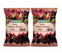Puregro Dry Sorrel 100g (PACK OF 2) | Hibiscus Flower | Flor de Jamaica | Natural Dry Sorrel.