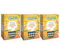 Puregro Ginger & Turmeric Tea 40g (20 TEA BAGS) | PACK OF 3 | 100% Pure Natural | Herbal Tea | CAFFEINE FREE.