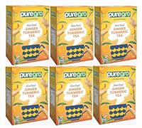 Puregro Ginger & Turmeric Tea 40g (20 TEA BAGS) | PACK OF 6 | 100% Pure Natural | Herbal Tea | CAFFEINE FREE.