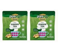 Puregro Gold Instant Ginger Tea with Honey 360g (20 Sachets) | PACK OF 2 | InstantGinger Tea | Warming Beverage, Soothing & Refreshing | Natural Ginger & Sweet Honey Blend | Easy to Prepare.