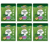 Puregro Gold Instant Ginger Tea with Honey 360g (20 Sachets) | PACK OF 6 | InstantGinger Tea | Warming Beverage, Soothing & Refreshing | Natural Ginger & Sweet Honey Blend | Easy to Prepare.