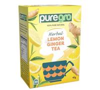 Puregro Herbal Lemon Ginger Tea 40g | 20 Tea Bags | 100% Pure Natural | Herbal Tea | Caffeine Free | No Colours or Additives.