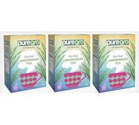 Puregro Lemongrass Tea 40g (20 Tea Bags) | PACK OF 3 | Herbal Tea | 100% Pure Natural | CAFFEINE FREE.