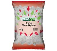 Puregro Poha Thin (Nylon) 1kg | Premium Flattened Rice | Lightweight & Easy to Cook | Ideal for Breakfast & Snacks | Fresh and Hygienically Packed Rice Flakes for Everyday Cooking