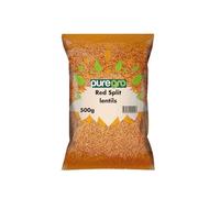 Puregro Red Split Lentils 500g | Split Red Lentils | Ideal for Soups, Curries and Stews | Suitable for Everyday Cooking and Traditional Recipes | Pantry Staple