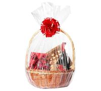 PureGuard 10 PCS Clear Cellophane Bags, Large Plastic Cellophane Gift Bags 24x30 Inch Cellophane Wrap for Gift Baskets with Twist Ties for Wedding Birthday Christmas Party Favor