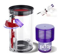 PUREGUST Dust Bin Replacement Part for Dyson V10(SV12) Animal and Absolute Models, Canister Vacuum Attachments Dust Bucket Container Clear Bin Part No.969509-01, Filter Part No. 969082-01