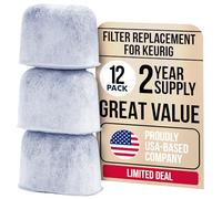 PureHQ 12-Pack Keurig Filter Replacement - Universal Fit Charcoal Coffee Filters for Keurig 2.0, K Supreme, K-Slim, K-Duo & Ninja Coffee Brewers