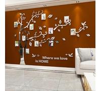 Purekay Large 3D Tree Sticker Wall Stickers, DIY Photo Frames Wall Stickers for Bedroom Living Room Office Sofa TV Kitchen Wall Decoration (Mirror Silver Left, M)