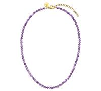 Purelei® Amethyst Necklace, Women's Necklace Made of Durable Stainless Steel, Waterproof Natural Amethyst Pearl Chain, 35-40 cm Length Adjustable, Stainless Steel, Amethyst