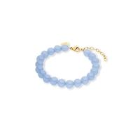Purelei Blue Lagoon Bracelet for Women, Pearl Bracelet with Light Blue Glass Beads, Adjustable Bracelet 16-20 cm, Women's Stainless Steel Jewellery, Summer Bracelet for Gifting, Eine Grösse, Stainless