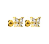 PURELEI® Butterfly Earrings (Gold), Waterproof Women's Earrings in Butterfly Shape, Stainless Steel with Gemstone, Gifts for Women and Girls, Stainless Steel