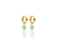 Purelei® Clear Quartz Drop Earrings, Women's Creole Earrings Made of Durable Stainless Steel, Waterproof, Length 44.5 mm, Stainless Steel, Rose Quartz and Aventurine