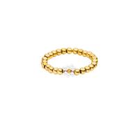 Purelei® Elastic Flower Ring - White Glass Beads & Stainless Steel Metal Balls - Sizes S/M & M/L - Stainless Steel in Gold, Silver or Rose Gold - Anxiety - Fidget, M-L, Stainless Steel, No Gemstone