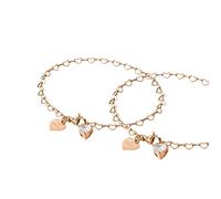 Purelei Endless Love Bracelet Set - 2 Piece Bracelet Set with Heart Links and Cubic Zirconia Pendants - Stainless Steel Adjustable 19cm - Gold/Silver/Rose Gold, 19 cm, Stainless Steel, Agate