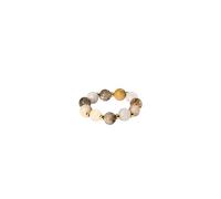 Purelei® Island Dawn Women's Flexible Anxiety Ring with Real Gemstones and Metal Beads, 18K Gold Plated, Silver or Rose Gold, Boho Chic Jewelry, Sizes S/M and M/L, M/L, Stainless Steel, no gem
