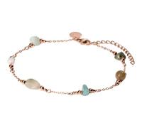 Purelei® Island Dream Anklet - with Opal, Amazonite, Agate and Moss Agate - Stainless Steel 18K Gold Plated - Adjustable Women's Ankle Strap 21-25 cm - Soft Summer Look, Eine Grösse, Stainless Steel