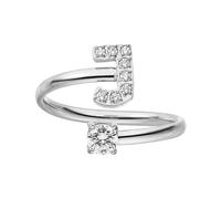 Purelei® Letter Ring - Women's Ring Made of Durable Stainless Steel - Waterproof Rings - Adjustable Rings from Size 50 to 60 - Fashion Jewellery for Your Individual Look, Verstellbar, Gemstone, Cubic