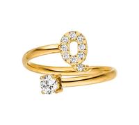 Purelei® Letter Ring - Women's Ring Made of Durable Stainless Steel - Waterproof Rings - Adjustable Rings from Size 50 to 60 - Fashion Jewellery for Your Individual Look, Gemstone, Cubic Zirconia