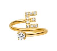 Purelei® Letter Ring - Women's Ring Made of Durable Stainless Steel - Waterproof Rings - Adjustable Rings from Size 50 to 60 - Fashion Jewellery for Your Individual Look, Gemstone, Cubic Zirconia