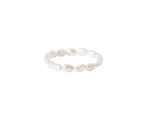 Purelei® Pearly Ring (White), Elastic Women's Waterproof Pearl Ring with Keshi Beads, Elegant Gift for Women, Various Sizes, Non-Precious Metal