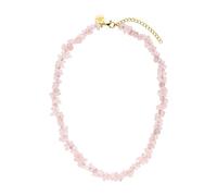 Purelei® Rose Quartz Necklace, Women's Necklace Made of Durable Stainless Steel, Waterproof Natural Rose Quartz Chip Chain, 35-40 cm Length Adjustable, Stainless Steel, Quartz