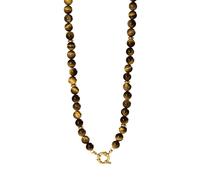 Purelei Tiger's Eye Charm Necklace Stainless Steel Gold Plated Tiger Eye Gemstone with Charm Ring Adjustable 40-45 cm Courage and Protection Women's Necklace Gold Silver Rose Gold Silver Rose Gold