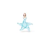 Purelei Women's Starfish Charm Glass Handmade Pendant in Light Blue with White and Red Dots, Maritime Jewelry Pendant for Necklaces and Bracelets, 20 mm x 21 mm x 3,2 mm, Stainless Steel, Agate