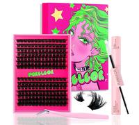 PURELEOR Cluster Lashes Kit Lash Extensions Set DIY Multiple styles Individual Eyelash Clusters with Bond and Seal Tweezers 150D Curl Mixed 10-16mm