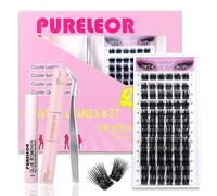 PURELEOR Individual Cluster Lashes DIY Lash Extensions Kit with Bond Seal Tweezers Remover Set