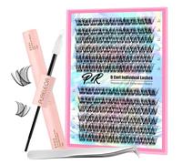 PURELEOR Individual Cluster Lashes Kit Lash Extensions Set DIY Multiple styles Eyelash Clusters 2 in 1 Bond and Seal Tweezers D Curl Mixed 12-16mm