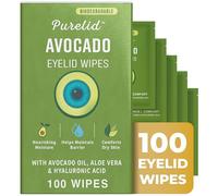 PURELID 100 Pcs Avocado Eyelid Wipes for Daily Eye Hygiene & Gentle Cleansing for Dry & Sensitive Eyelids, Nourishing with Avocado Oil, Aloe Vera & Hyaluronic Acid, pH Balanced, Biodegradable Wipes