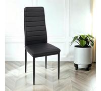 PureLifestyleWonders Dining Chair In Black With Black Legs In Faux Leather Verona