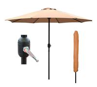 PureLifestyleWonders Patio Umbrella With Crank Handle - Khaki