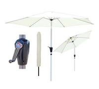 PureLifestyleWonders Tilting Garden Parasol - Cream With Crank Handle