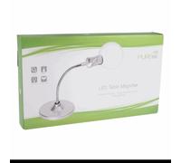 PURElite Magnifying Table Light - Table Lamp & Desk Lamp, Flexible Neck, Natural LED Daylight Bulbs for Reading, Needlework, Sewing, Crafting, Battery Powered