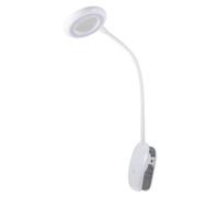PURElite Rechargeable Clip-on Magnifier - Table Lamp & Desk Lamp, 3x Magnification, LED Flexible, Adjustable Neck & Clamp Included, Natural Daylight Bulbs for Reading, Needlework, Sewing, Crafting, Wh