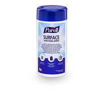 Purell Surface Sanitizing Wipes, 100 Count Canister - Unscented Food Contact Sanitizing Wipes - Kills 99.999% of Most Harmful Germs - No Rinse Required