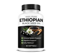 Purely Ethiopian Black Seed Oil Capsule, High Strength Cold Pressed Black Seed Oil, 100% Pure Virgin Nigella Sativa Softgels, Natural Formula for Men and Women (1 Bottle) Suitable for All Skin Types