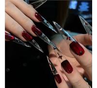 Purely Hand-Made red Stigma Dark Punk red Cat's Eye European and American Style high-end Nail Stickers(L)