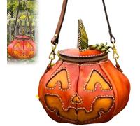 Purely Handmade Leather Pumpkin Bag, Artisan Crafted Vintage Handbag with Adjustable Strap, Fashion Retro Premium Purse(1pc)