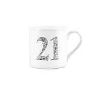 Purely Home 21st Birthday Mug - Bone China White Mug Coffee/Tea Present Birthday Celebration Gift