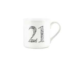 Purely Home 21st Birthday Mug - Bone China White Mug Coffee/Tea Present Birthday Celebration Gift