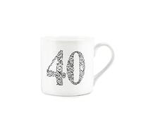Purely Home 40th Birthday Mug - Bone China White Mug Coffee/Tea Present Birthday Celebration Gift