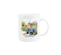 Purely Home 4x4 Off Road Car Mug - Blue Off Roader River Scene Car Lover Gift Present - Tea Coffee White Bone China Mug
